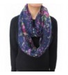 Lina & Lily Floral Flower Print Women's Infinity Scarf Lightweight - Navy Blue (Design B) - C911SRGXZK3