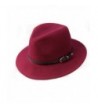 Verashome Wool Fedora Hat Women's Felt Panama Crushable Vintage Style With Leather Band - Jujube Red - C2189SKX2GU