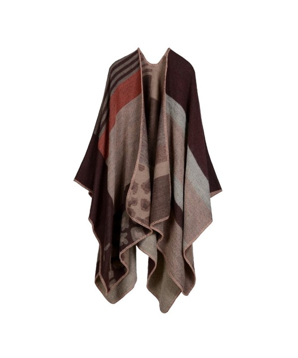 Honeystore Women's Pashmina Wrap Shawl Scarves Poncho Cape Cardigan Coat Blanket - Leopard Coffee - CA12LB2I8O7
