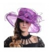 Women Leaves Organza Church Kentucky Derby Flat Hat - Violet - CE11WW7VYXX