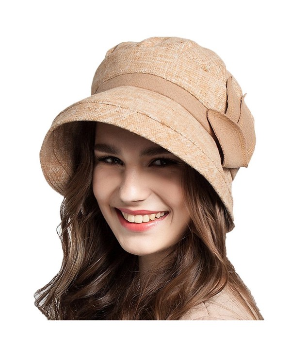 Maitose Women's Wide Brim Wool Bucket Hat - Beige - C51293F466D