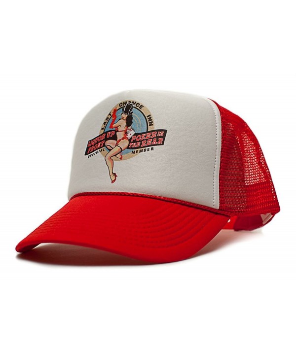 Liquor Up Front Poker In The Rear Funny Gambling Sexy Vintage Unisex Hat - White/Red - CQ12EJ9B567