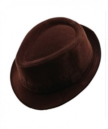 List A Mens Velvet Fedora Hat Selections - Stylish Smooth Trilby Panama Hats - Brown - C9180KUY6AS