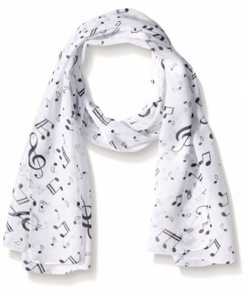 Uget Women's Music Note Print Chiffon Long Scarf Wrap Shawls - White - CJ126SC58MZ