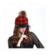 CP2367 Buffalo Plaid Baseball Caps with Fuax Fur Pom Pom - A Red - CZ12N1VBQDT