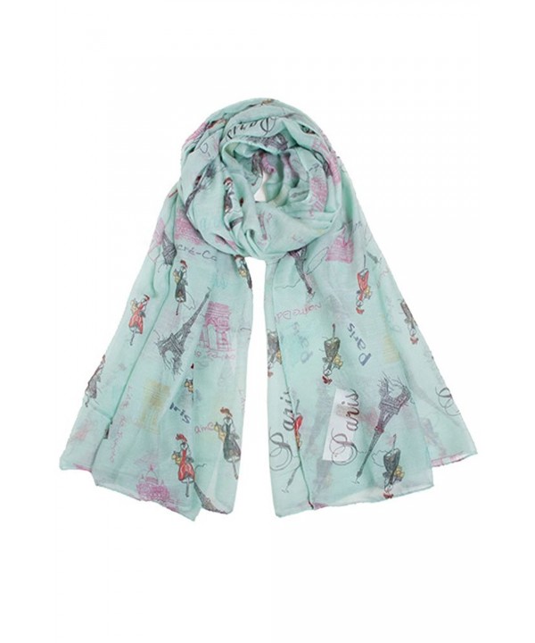 ScarvesMe Women's Soft Paris Printed Eiffel Tower Light weight Shawl Scarf - Mint - CV11WYGV64T