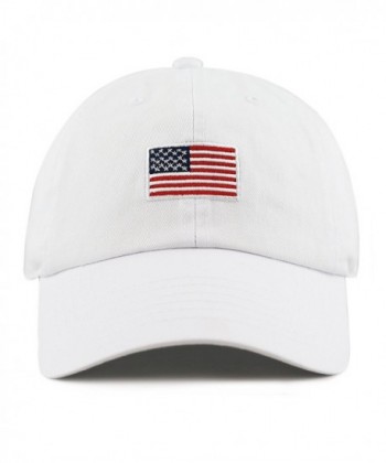 THE HAT DEPOT Washed 100% Cotton America Flag Low Profile Adjustable Strap Baseball Cap Hat - Flag-white - C3182I8AYAK