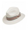 Ultrafino Trilby Straw Fedora Panama Hat ALL SIZES - White With Stripped Hatband - CP12FYIPGPX