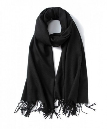 Lujuny Unisex Pure Color Cashmere Scarf Shawl - Warm Infinity Blanket Wrap for Spring - Black - C017Y0OY9WR