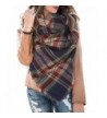 Womens Blanket Scarf Plaid Winter Fall Warm Tartan Shawls Wraps Chunky Classic Soft Scarfs - 2-navy&red - CJ187EEC6GT