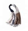 ZORJAR Wool Winter Scarf Mens Women Plaid Fashion Scarves Shawls and Wraps - Camel-blue Multistripe - CL186C67929