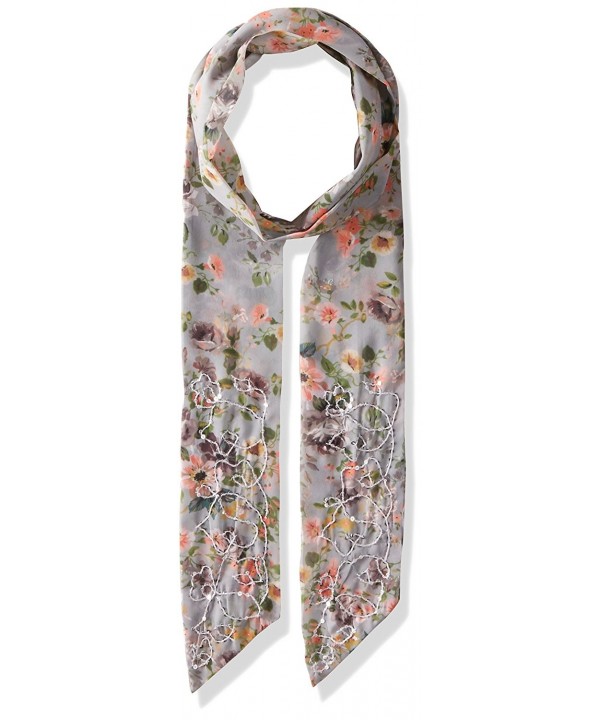 Steve Madden Women's Dolce Flora Long and Skinny Scarf - Gray - CF12OCNF7DU