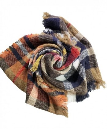 Plaid Infinity Scarf Women's Wrapables Tartan Cashmere Scarves Blanket Wrap Shawl by Brilanter - Orange - CK1862647GU