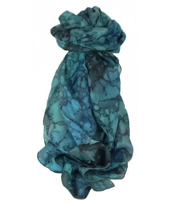 Mulberry Silk Hand Painted Long Scarf Classic French Blues by Pashmina & Silk - CO12J51Q681