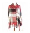 Fashion Blanket Scarf for Women - Premium Ladies Wraps Soft & Quality Shawl by TEZZI - Grey Red Plaid - C0188X28244