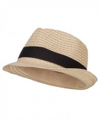 Women's Toyo Braid Fedora Hat - Natural Black - CJ12NA9K4FS