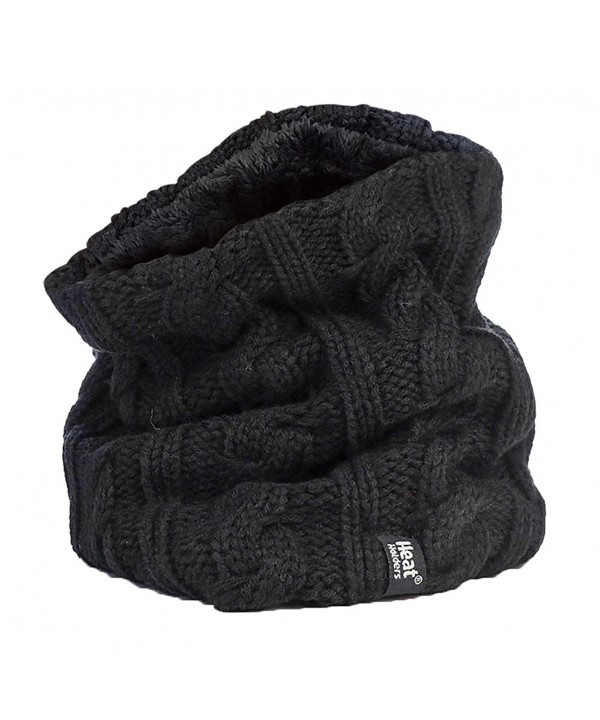 Women's Heat Holders Thermal 3.4 tog Fleece Cable knit Scarf Neck Warmer (Black) - CQ12N8R5HNS