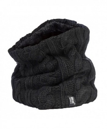 Women's Heat Holders Thermal 3.4 tog Fleece Cable knit Scarf Neck Warmer (Black) - CQ12N8R5HNS