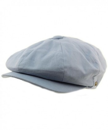 Men's 8 Panel Solid Plain 100% Cotton Snap Newsboy Drivers Cabbie Cap Hat - Indigo - CB17Z4INUH3