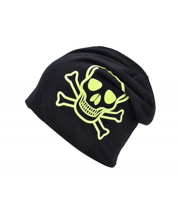 Unisex Slouch Beanie Winter Cap with Yellow Color Fluorescence Skull Design One Size - CA11G2BM5HJ