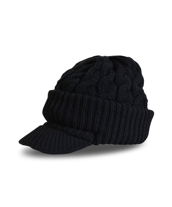 Charcoal Off White Light Grey Newsboy Cable Knitted Hat for Women in Black