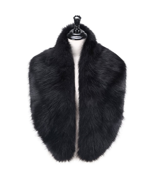 Caracilia Extra Large Men Women's Faux Fur Collar Scarf for Winter Coat - Black - C61867UR3L3