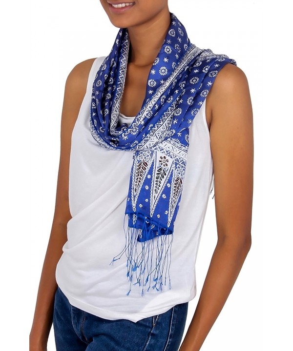 NOVICA Blue 100% Silk Batik Scarf- 'Awakening' - C011D8XHBTV