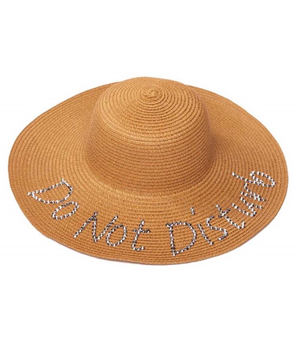 ChicHeadwear Womens Do Not Disturb Sequined Wide Brim Sun Hat - Natural - CF12I3SCBQN