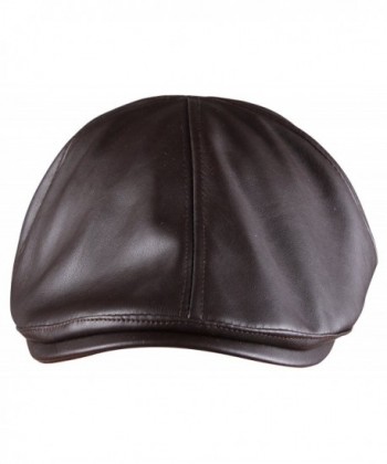 ORSKY PU leather Newsboy Cap for Men Flat Hat Cabby Cap Driving Cap Gatsby Cap - Brown - CO12NAAAC04