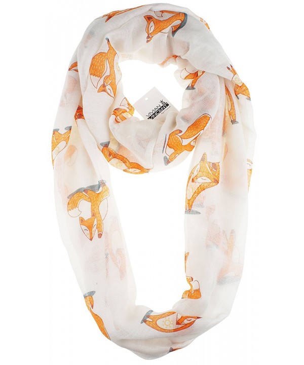 Vivian & Vincent Soft Light Cartoon Fox Sheer Infinity Scarf - Alt White - CI186ZGDYAK