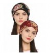 Ababalaya Women's Elegant Floral Lace Turban Cap Chemo Cancer Beanie Cap Nightcap - Black+burgundy - CX183D624KZ