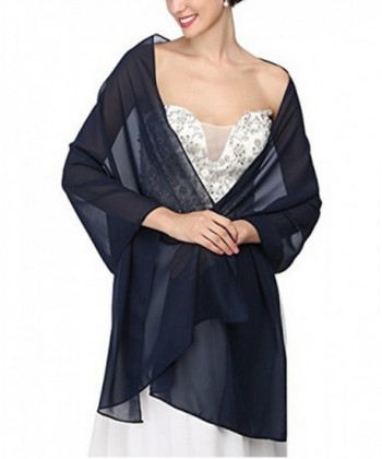 AngelaLove Chiffon Bridal Wedding Shawl Wrap Prom Evening Dress Stole Scarves - Navy Blue - CX183MYU0AZ