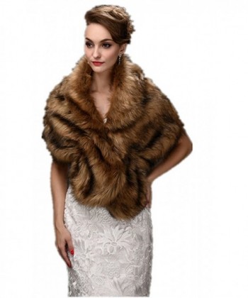 FOLWEP Brown Bridal Wedding Faux Fur Jacket/ Wrap/shawls for Wedding/Party/Show - CB12LTA97I1