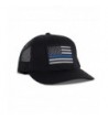 Hoo-Rag Thin Blue Line American Flag Flexfit Hat - Snapback Mesh Trucker - CZ12FOV0KXD