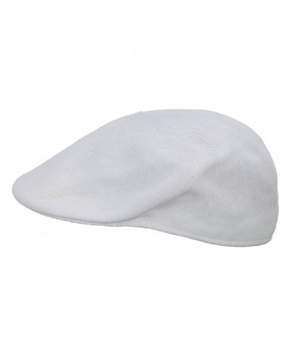 Mens White Knitted Golf Gatsby Ascot Newsboy Cap - CN11JDO02VX