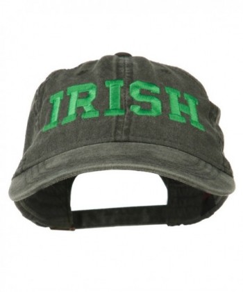 Irish Embroidered Washed Pigment Dyed Cap - Black - CB11M6L3KOL