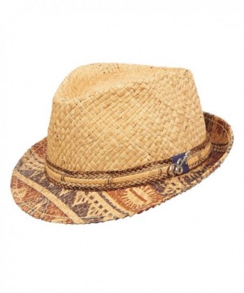 Santana Seminole Raffia with Printed Brim Fedora Hat - CW11U2D6XTJ