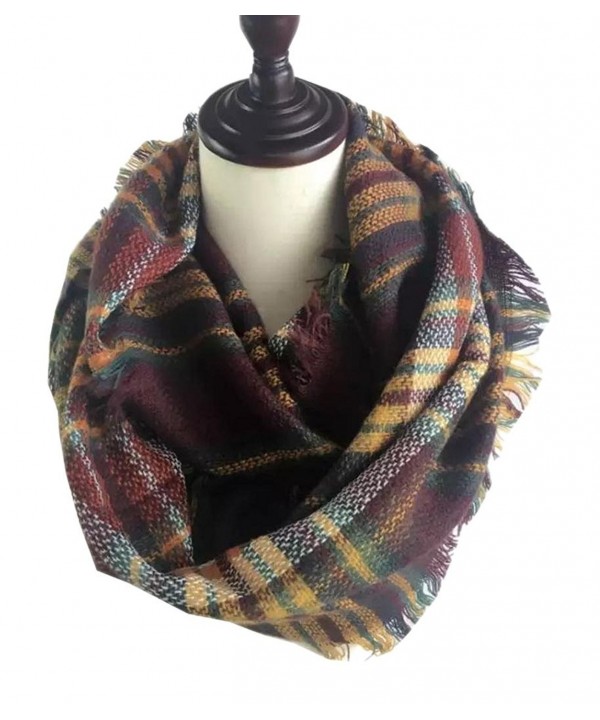 HONEYJOY Lady Comfort Warm Fashion Lovely Chunky Tartan Plaid Blanket Scarf Wrap - 9 - CR12N8ZTNU9