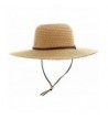 Simplicity Women's Sun Protecting Large Brim Straw Hat w/ Chin Strap - Natural-brown - CU119BUNJZZ