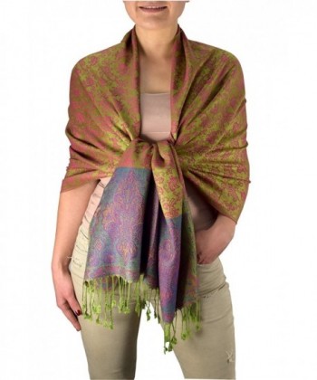 Peach Couture Royal Vine Vintage Pashmina Paisley Jacquard Scarf Shawl Wrap - Green Red - CY128IP2OOP