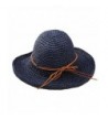 wanture Women's Wide Brim Caps Foldable Summer Beach Sun Straw Hats - Navy - CY185D0E8HE