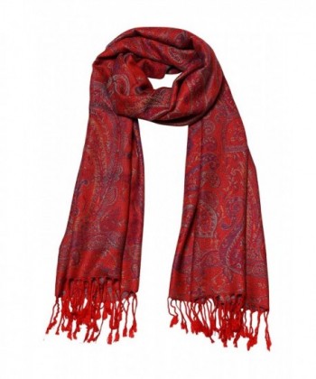 Paisley Jacquard Scarf Women's Fashion Shawl Long Soft Accent Wrap- Red/Multi - CX12MA42CR5