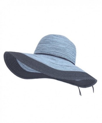 Womens Summer Sun Hat Beach Wide Brim Hat Straw Hat Floppy Foldable Cap UPF 50+ - Blue - CT182DM9KQO