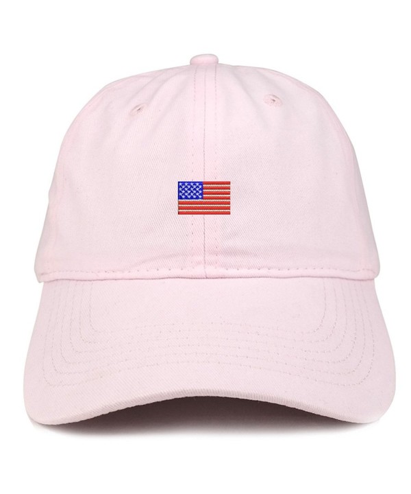 Trendy Apparel Shop US American Flag Small Embroidered Dad Hat Patriotic Cap - Light Pink - C5185HQOQE4