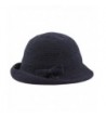 The Hat Depot Women's Back Flip Brim Cloche Bucket Hat with Ribbon Accent - Navy - C012HRTY6FX