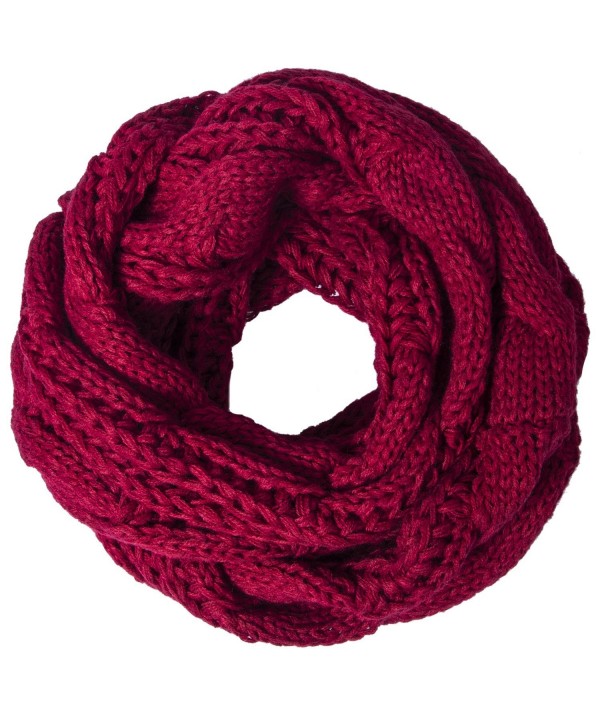 Loritta Womens Winter Warm Ribbed Thick Knit Infinity Scarf Circle Loop Cowl Scarf - Red Wine - CH1859DWQMN Loritta Womens Winter Warm Ribbed Thick Knit Infinity Scarf Circle Loop Cowl Scarf - Red Wine - CH1859DWQMN