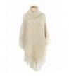 Camellia12 Chunky Knit Turtleneck Tassels Poncho Sweater Shawl Wrap Blanket Cape - C9186SDH0CE