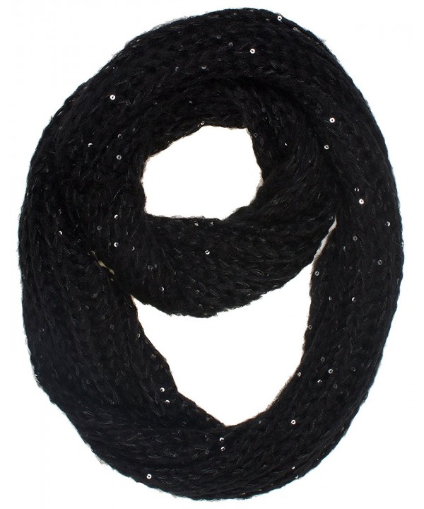 DRY77 Solid Color Knitted Infinity Loop Scarf - Black - CH11G2S7C7P