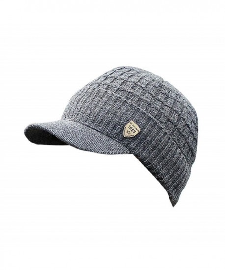 DBHAWK _men Caps Men Hat-Warm Baggy Weave Crochet Winter Wool Knit Ski Beanie Caps - Dark Gray - CS188SHR7LQ