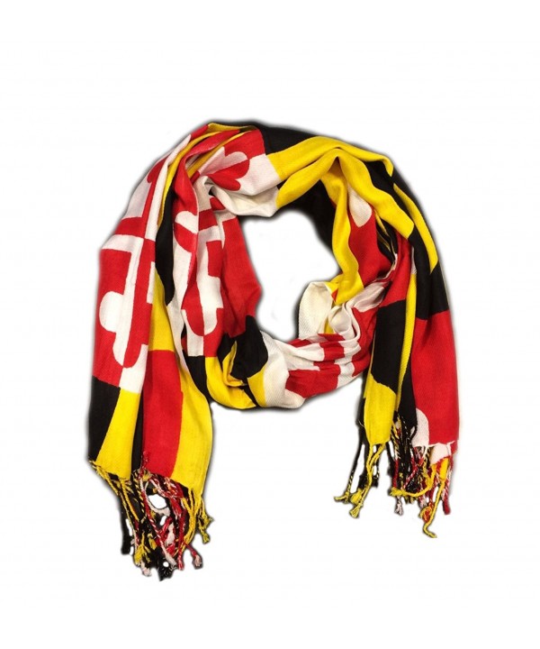 Maryland Flag Pashmina Scarf Shawl with University of Maryland Colors - CB12O4PBIE6